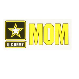 Clear car sticker with the U.S. Army star logo and Mom written on it.
